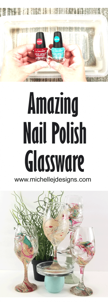 Pinterest pin for Nail Polish wine glasses.