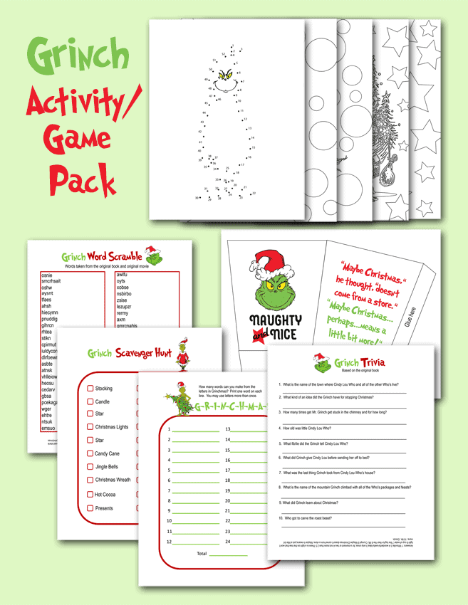 Grinch Activity Pack - Michelle James Designs