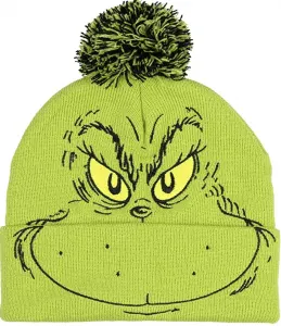 Green Grinch winter cap with pom pom
