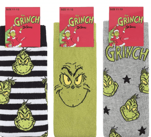 3 pair of Grinch socks