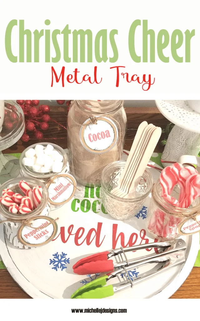 A fun and colorful Hot Cocoa bar with a metal tray