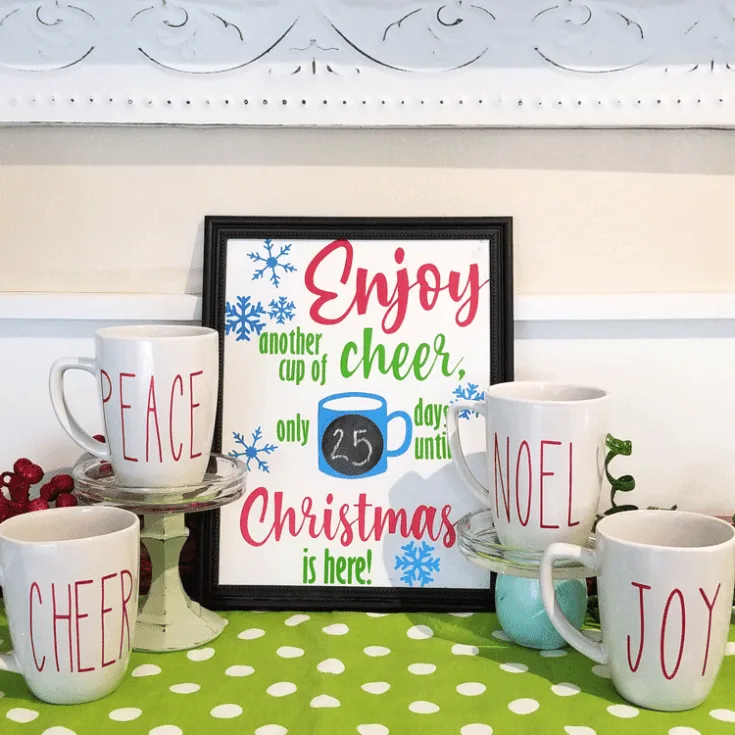 A cute cup of cheer countdown. Have a cup of cheer as Christmas draws near.