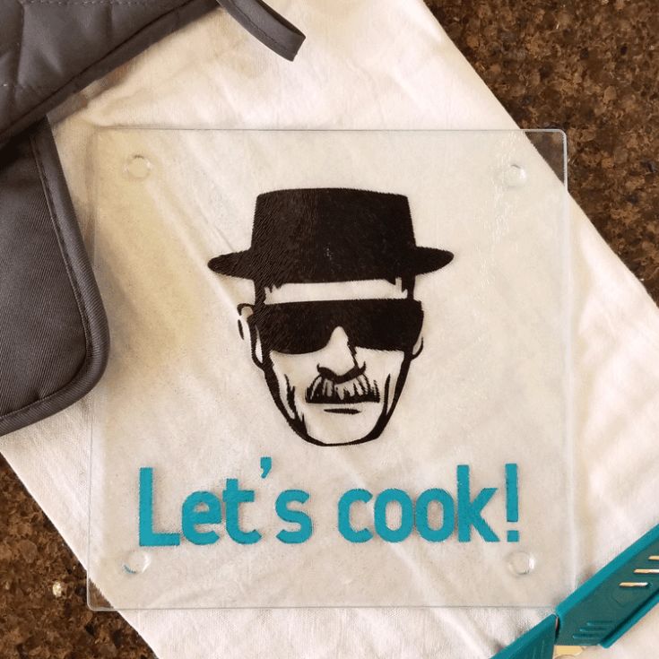 Finished image of the Breaking Bad Glass Cutting Board.