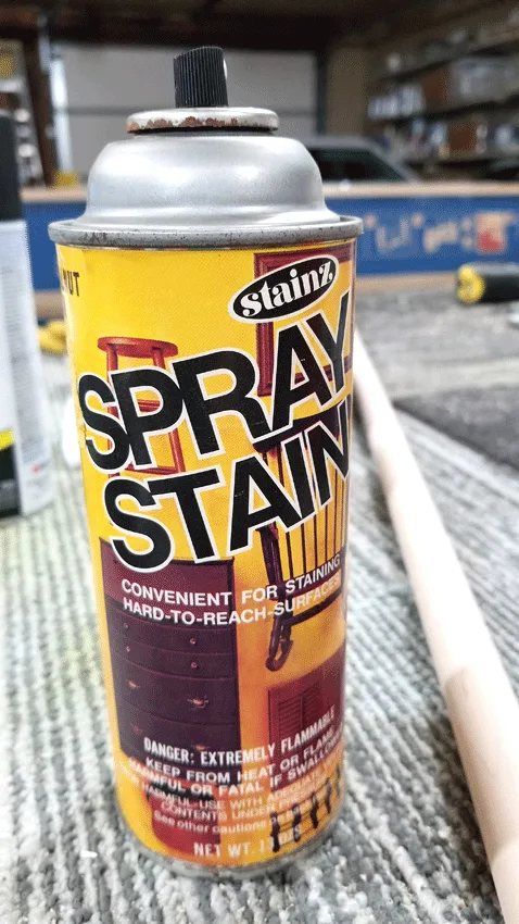 Spray stain that I found in the garage to use on the wood pieces of the tiered tray