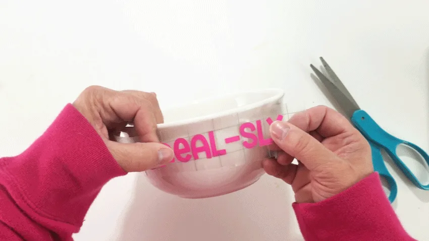 Adding the text design to the cereal bowl.