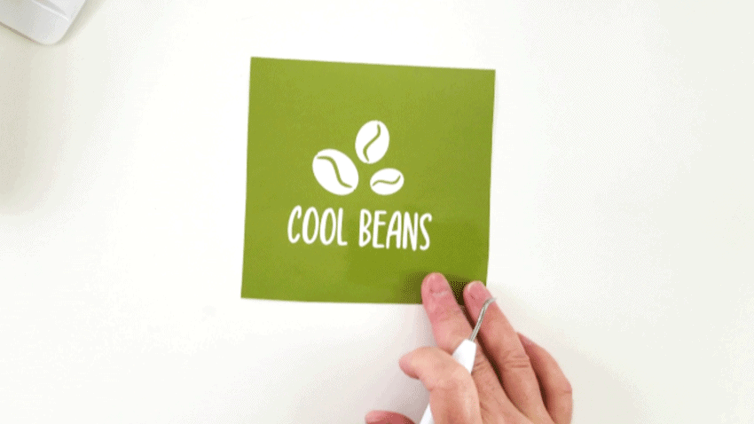 The weeded cool beans design stencil made from vinyl and the Cricut Maker.