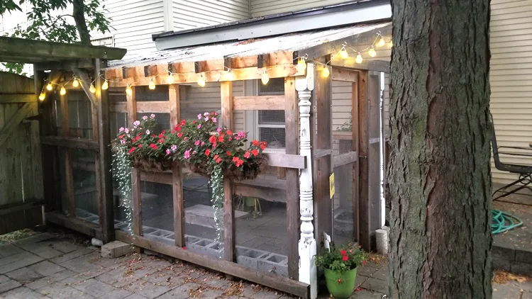 Our catio space.  An outdoor area for our indoor cats