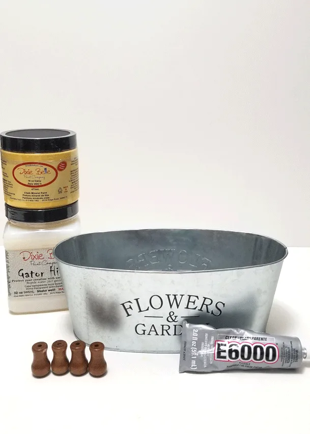 Supplies needed for this distressed metal flower container
