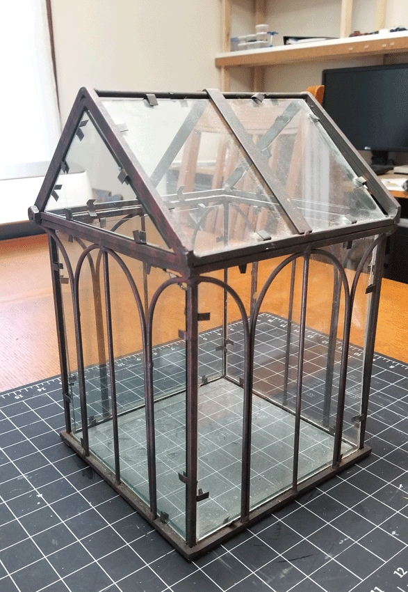 Mini greenhouse before it has been painted and distressed