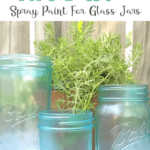 Finished tinted mason jars with stained glass spray paint.