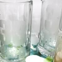 Finished personalized glass mugs using etching cream