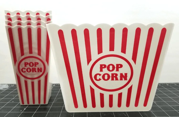 Dollar Tree red striped popcorn bucket and individual serving buckets
