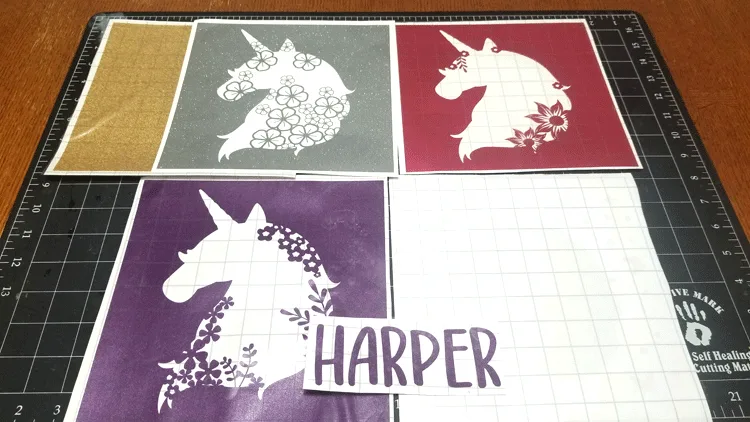 Cut layers with vinyl for the unicorn 3d layered art.
