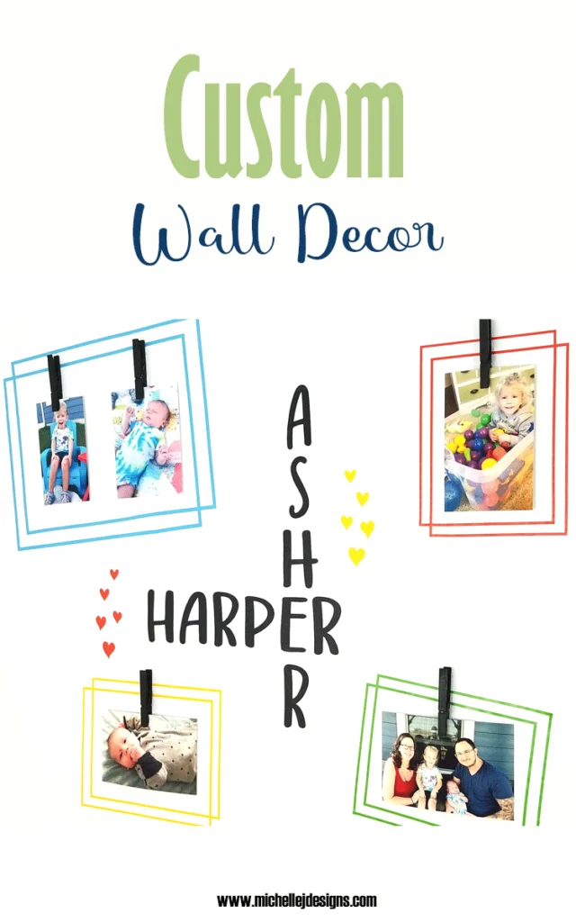 Finished wall decor gallery wall using colorful removable vinyl