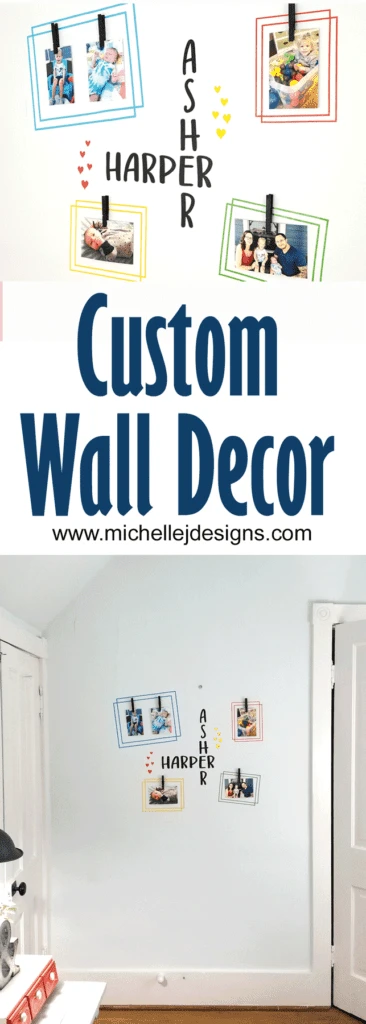 Finished wall decor gallery wall using colorful removable vinyl