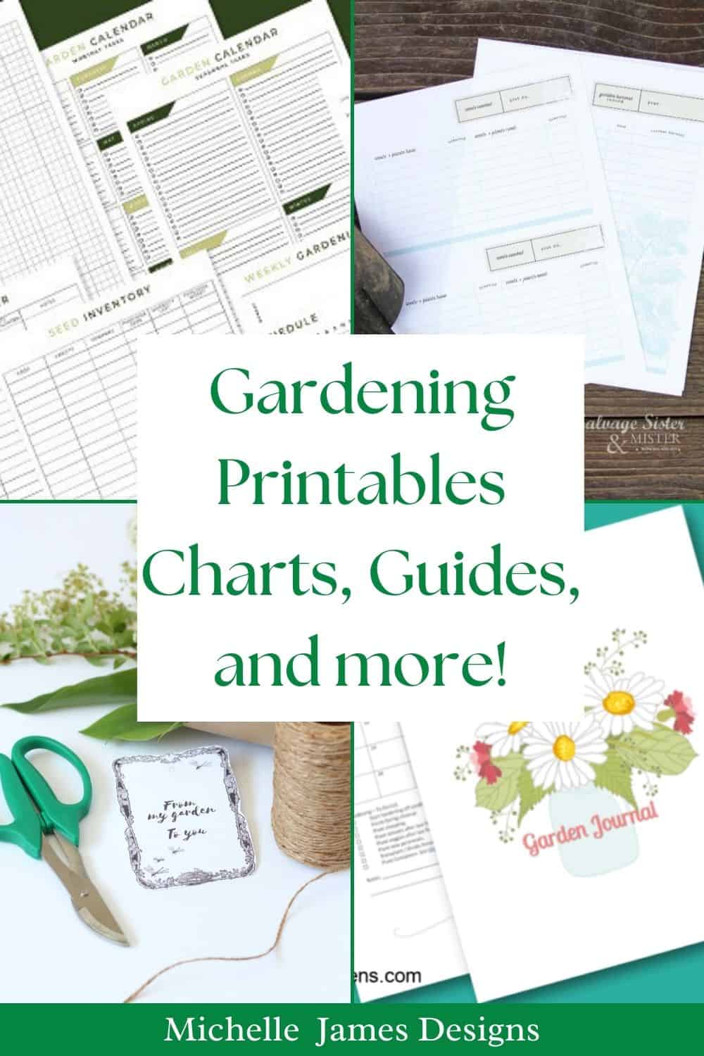 17 gardening printables collage of four
