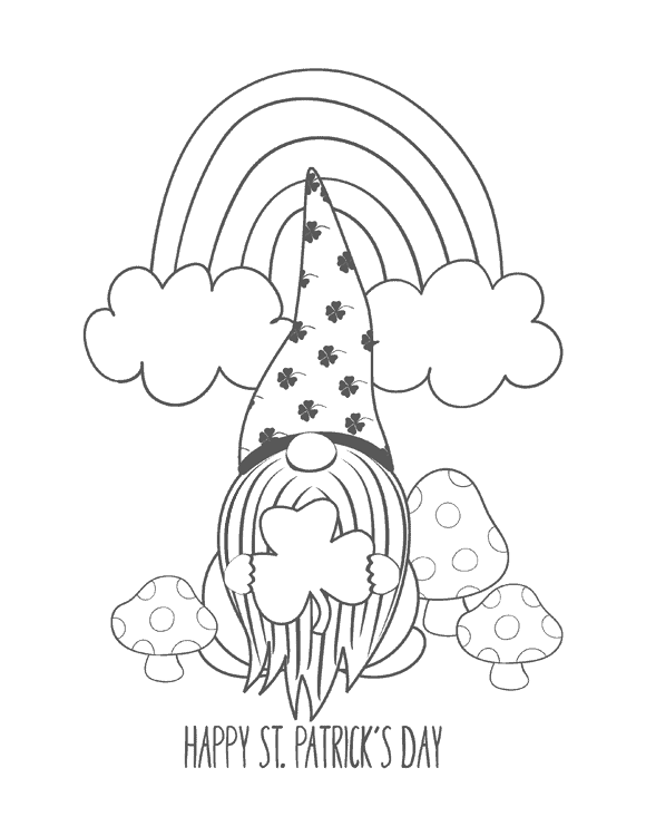 Gnome with mushrooms coloring page