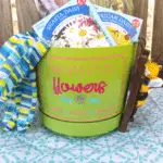 Finished spring gardening gift with custom pot.