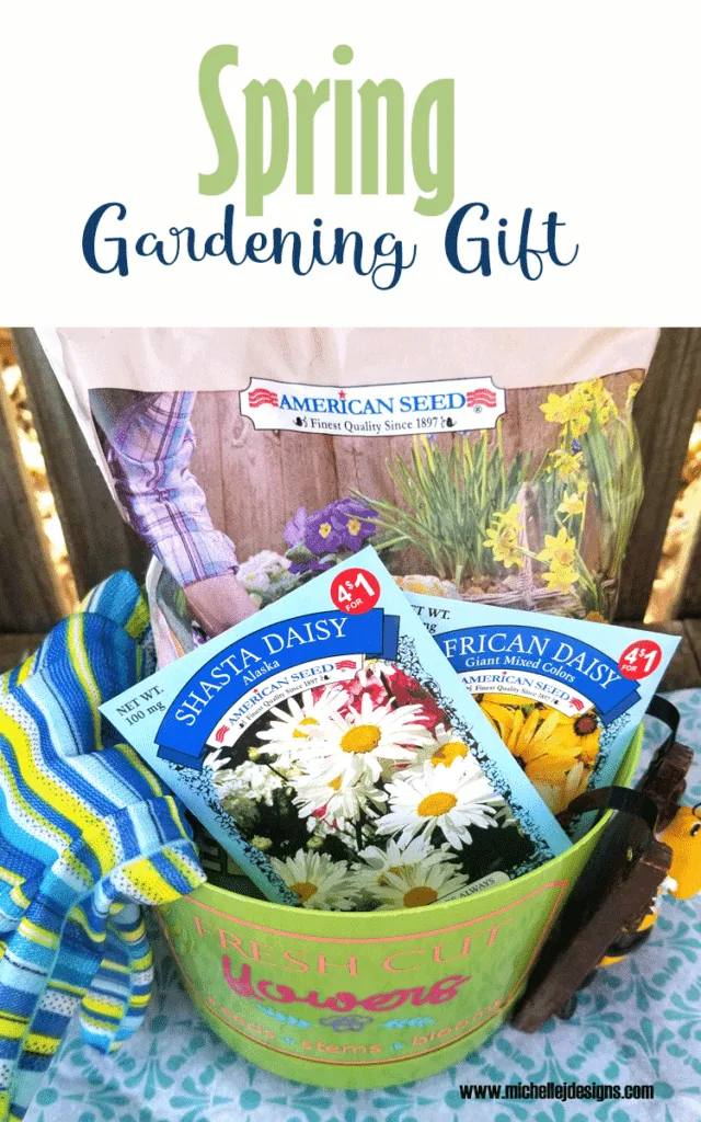 Finished spring gardening gift with custom pot.