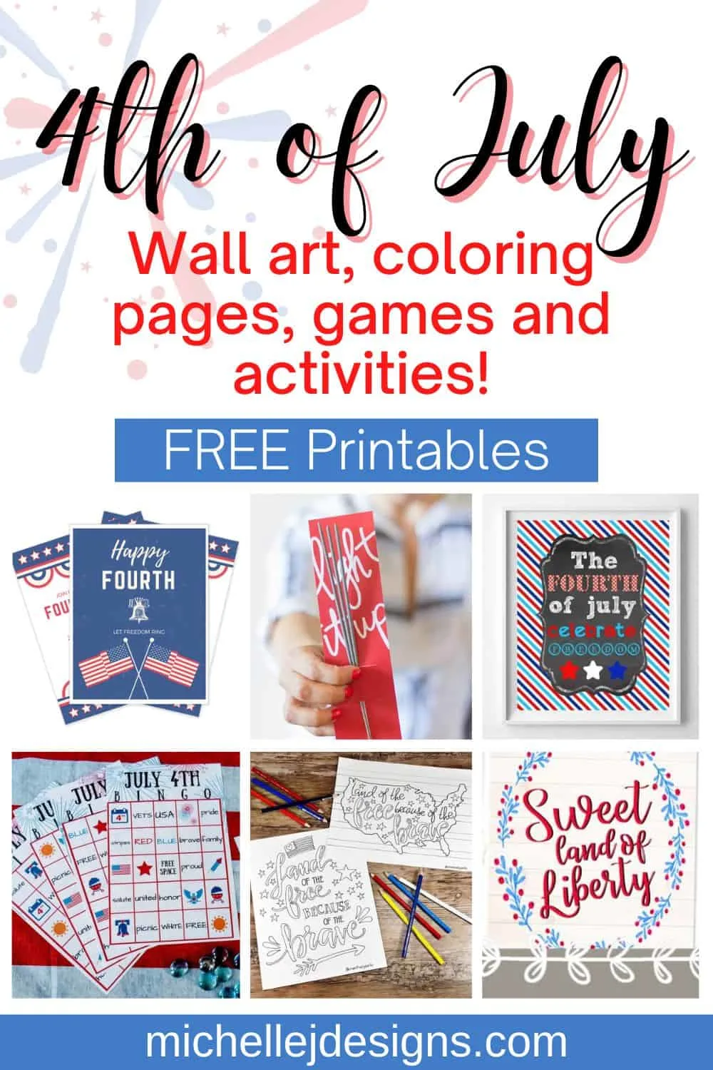 4th of july printable pin collage with text overlay