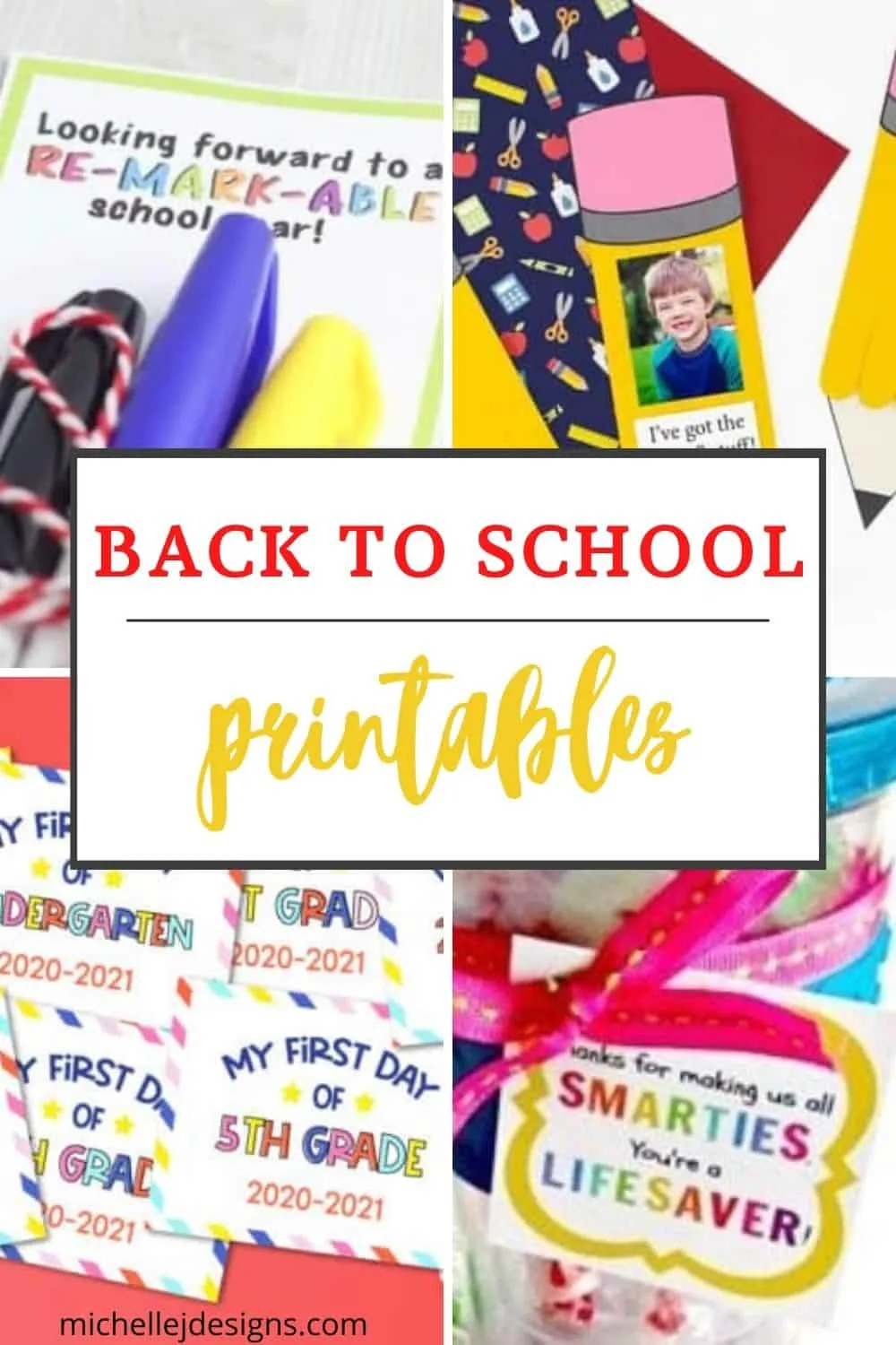 collage of back to school printables