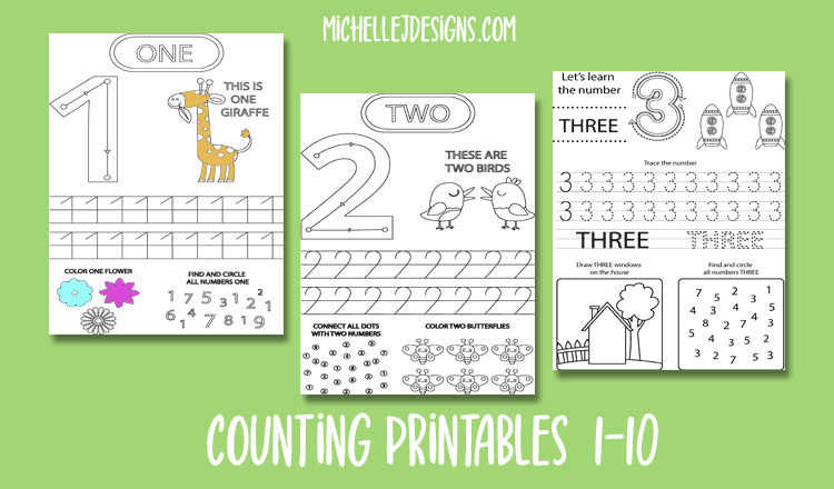 Count to ten back to school printables.