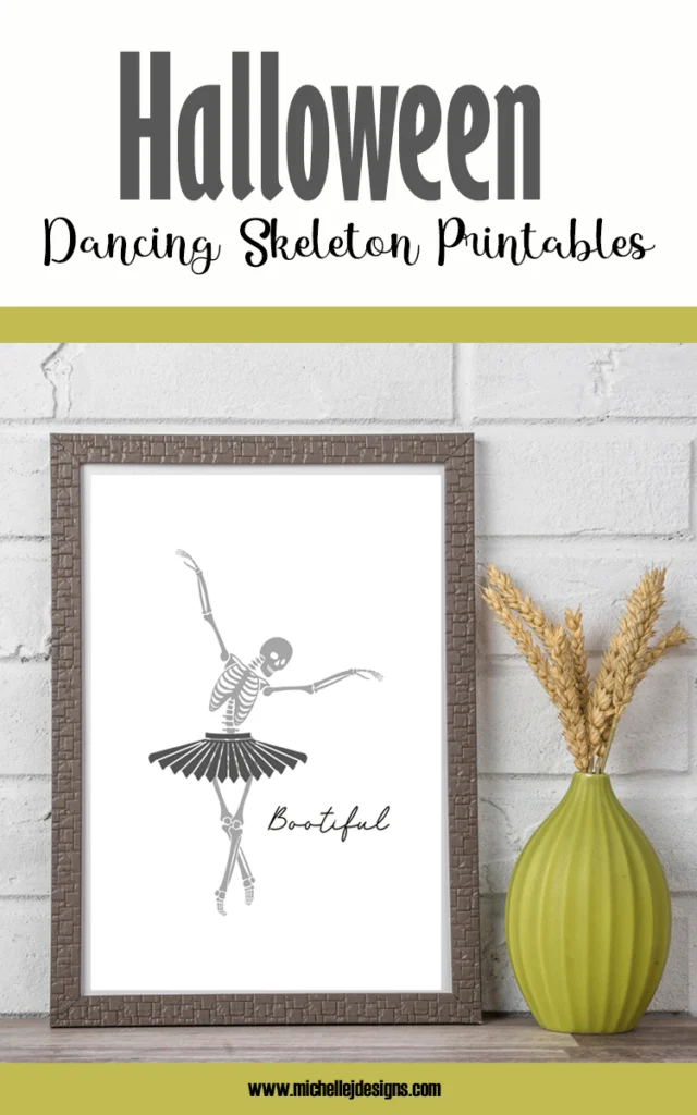 Mock up of ballet dancing skeleton wall art
