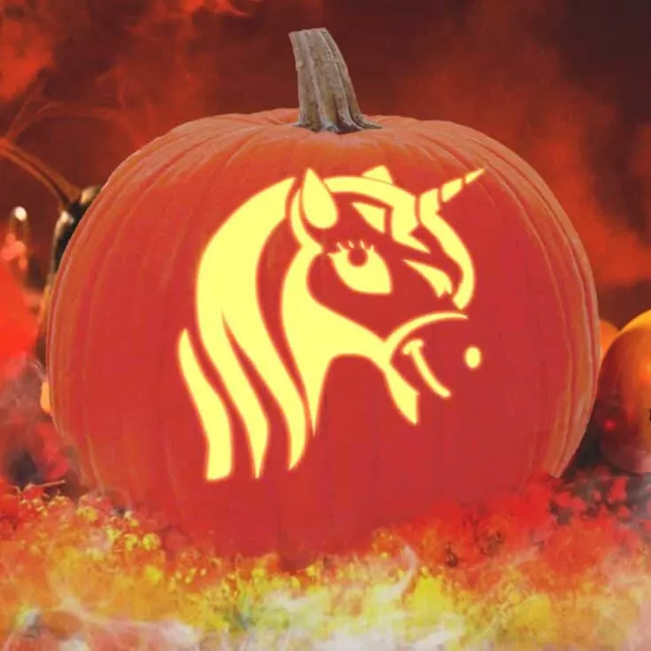 Image for 15 Unicorn Pumpkin Carving Patterns 