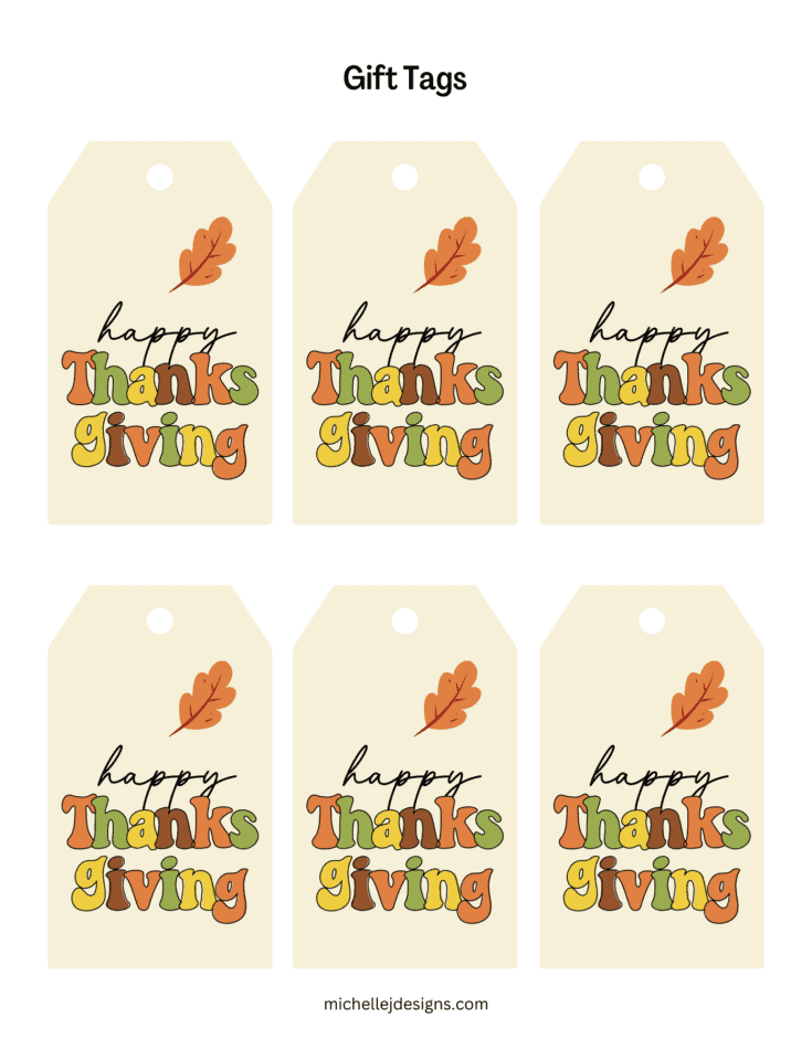 Thanksgiving Printable Tags - Michelle James Designs