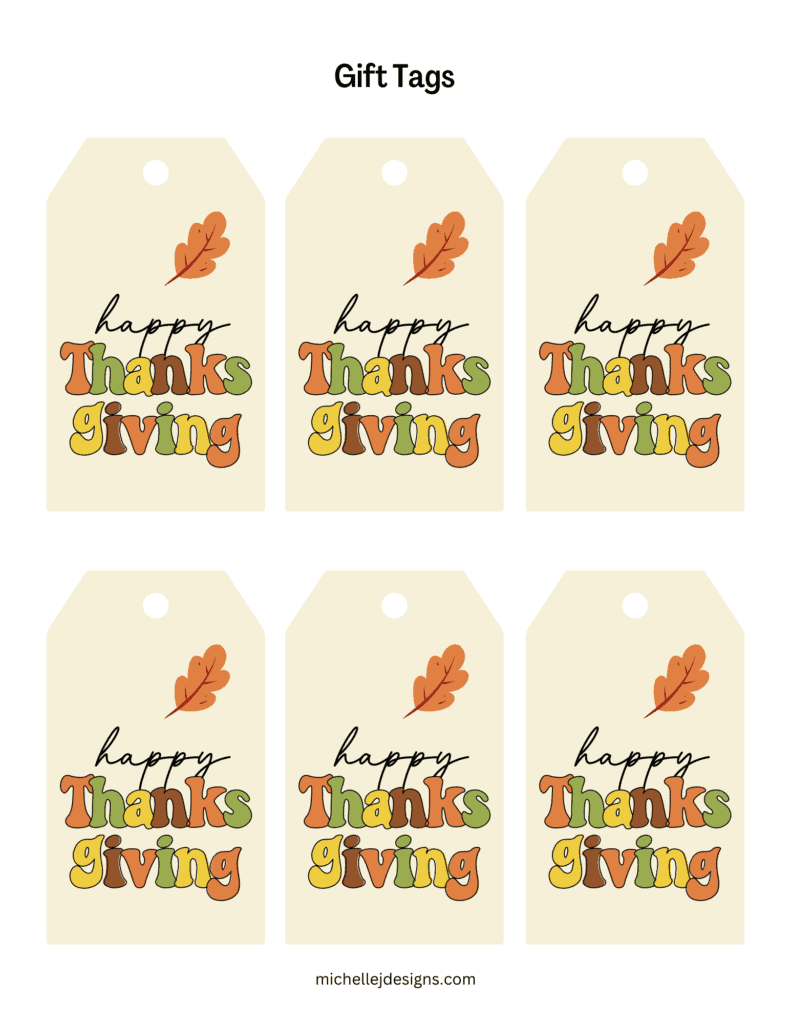Happy Thanksgiving Tag Sheet