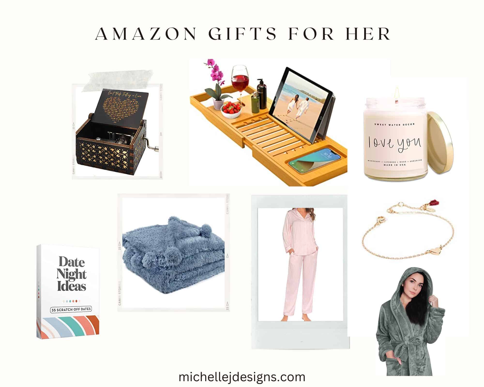 amazon gifts for her collage with text