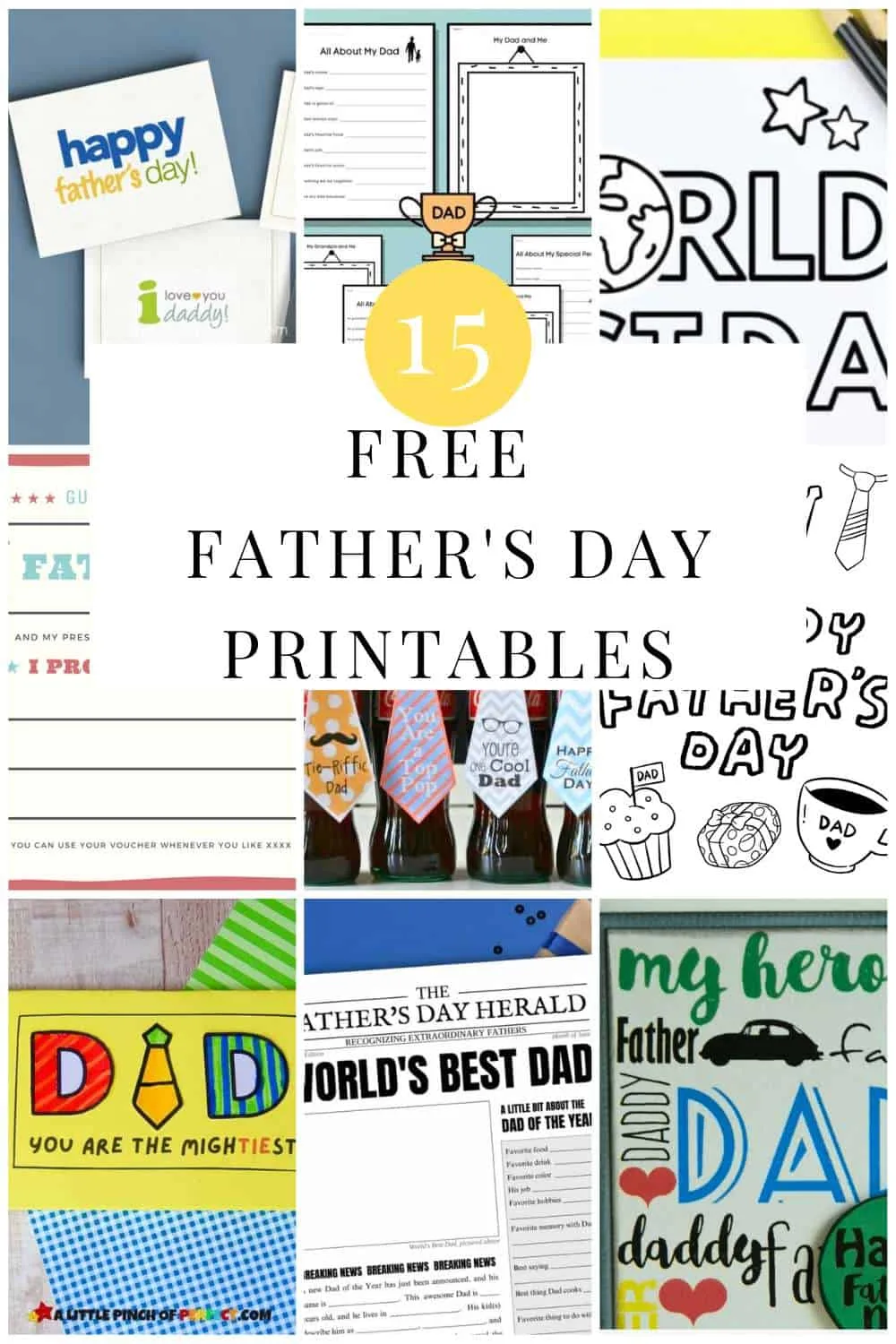free father's day printables pin collage with text