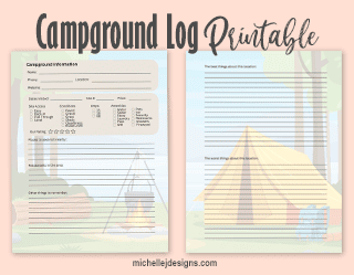 Finished product and cute 2 page campground log printable