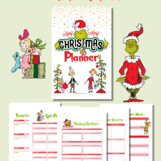 Grinch Planner showing the cover and few pages