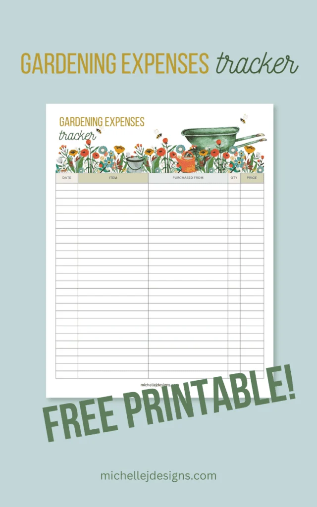 Free gardening Expense Tracker printable to download and print!