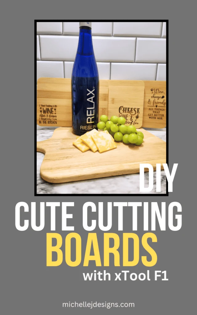 Wine and cheese quotes engraved onto bamboo cutting boards from Dollar Tree.