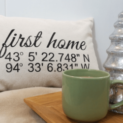 Coordinates Throw Pillow - www.michellejdesigns.com - I was asked to create some coordinates throw pillows for some first home gifts. I used drop cloth and my Silhouette Cameo and they turned out so nice!
