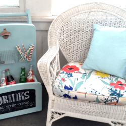 This drink station started as a table without legs. It was transformed into the perfect outdoor drink companion. Come see how we did it! www..michellejdesigns.com
