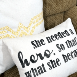 I love the Monday Movie Challenge. This month our Wonder Woman had me very challenged. I created Wonder Woman throw pillows with a bit of farmhouse charm. - www.michellejdesigns.com