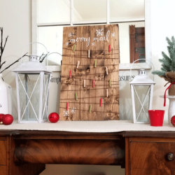 I wanted to create some new Christmas decorations this year. I started with a rustic Christmas Card holder to keep all of the cards we get organized and in one place.-www.michellejdesigns.com