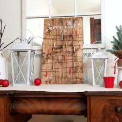 I wanted to create some new Christmas decorations this year. I started with a rustic Christmas Card holder to keep all of the cards we get organized and in one place.-www.michellejdesigns.com