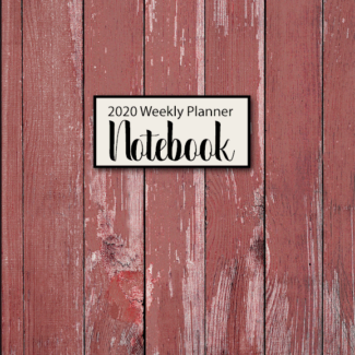 2020 Planner book with red rustic wood look cover