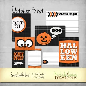 October 31 Project Life $2.99 - https://michellejdesigns.com - An adorable set for digital project life, scrapbooking and card making - #projectlife, #halloween, #scrapbooking