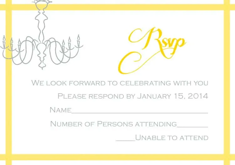 Chandelier RSVP Card  - www.michellejdesigns.com