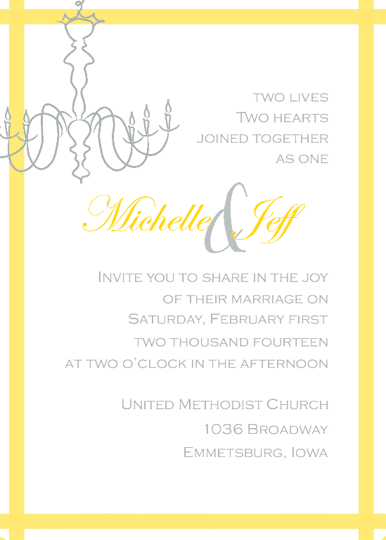 Chandelier Wedding Invitation  - www.michellejdesigns.com