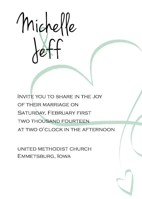 Swirl Heart Invitation - www.michellejdesigns.com