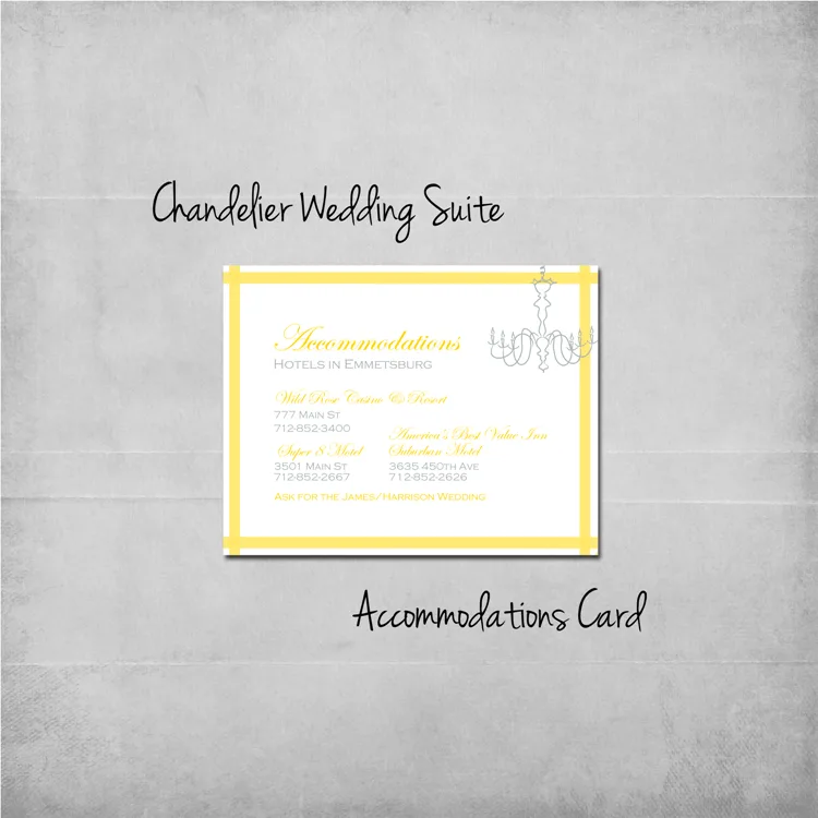 Chandelier Accommodations Add-On Card - www.michellejdesigns.com