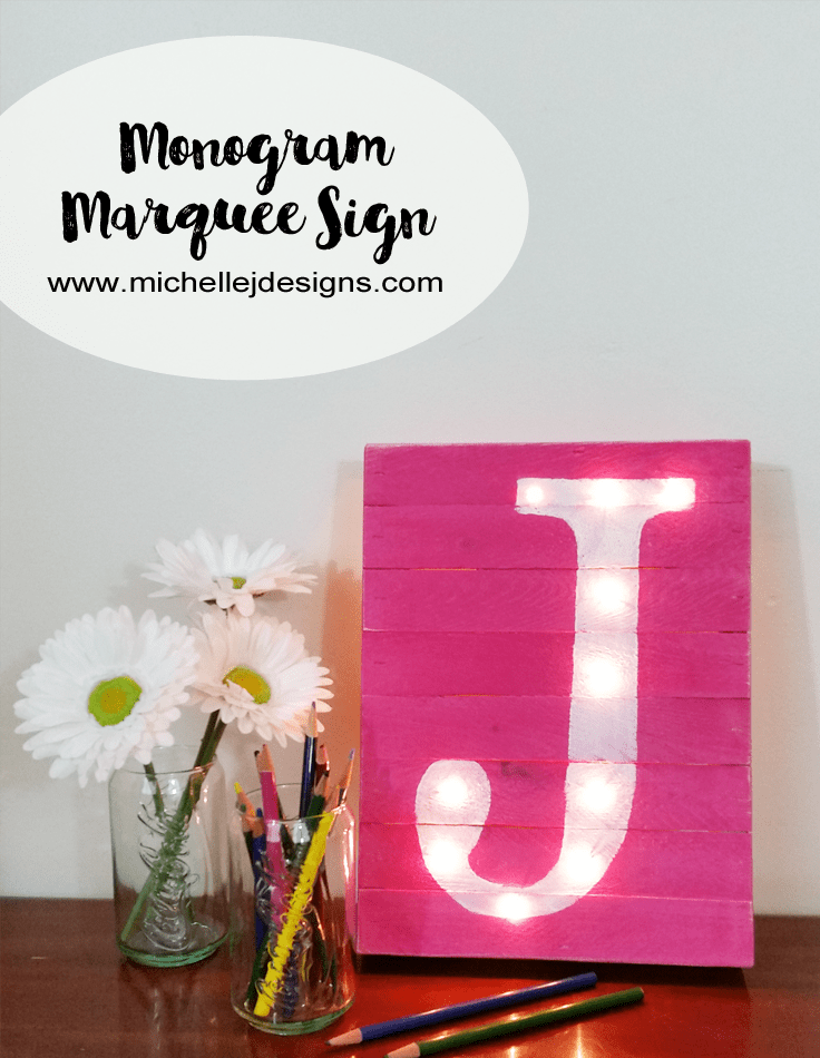 Monogram Marquee Class for Kids - www.michellejdesigns.com - Join us for this fun kids crafty class to make a marquee sign that is personalized just for you!