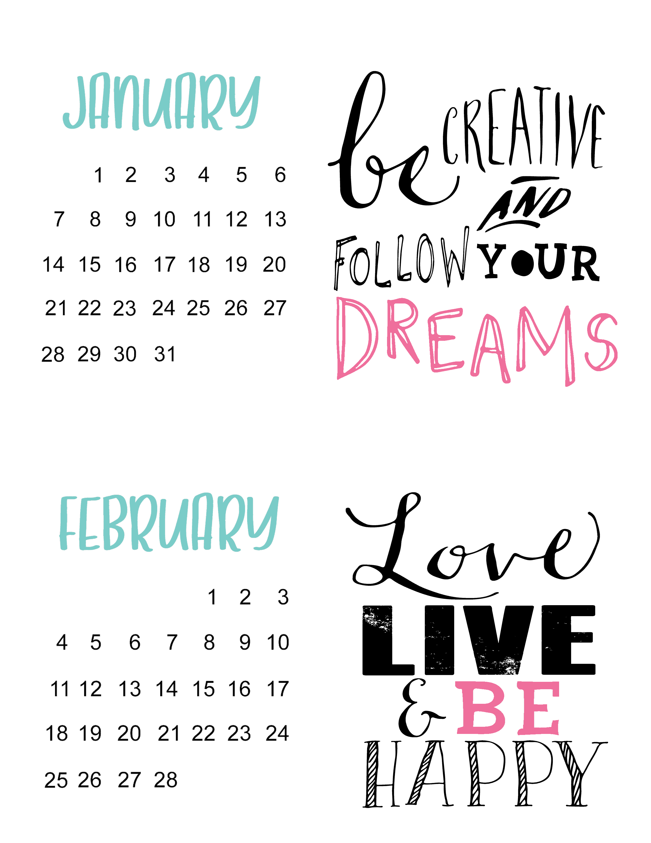 I created this calendar to be fun and upbeat. The days go by so fast now that I am older why not have a great printable desk calendar to help keep them organized. - www.michellejdesgins.com